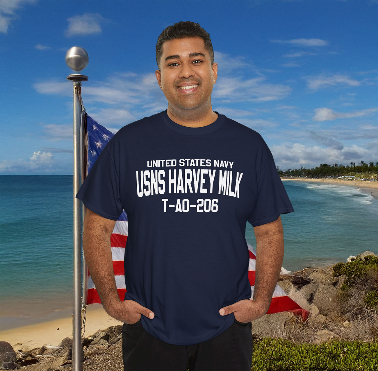 Mens United States Navy USNS Harvey Milk T-Shirt