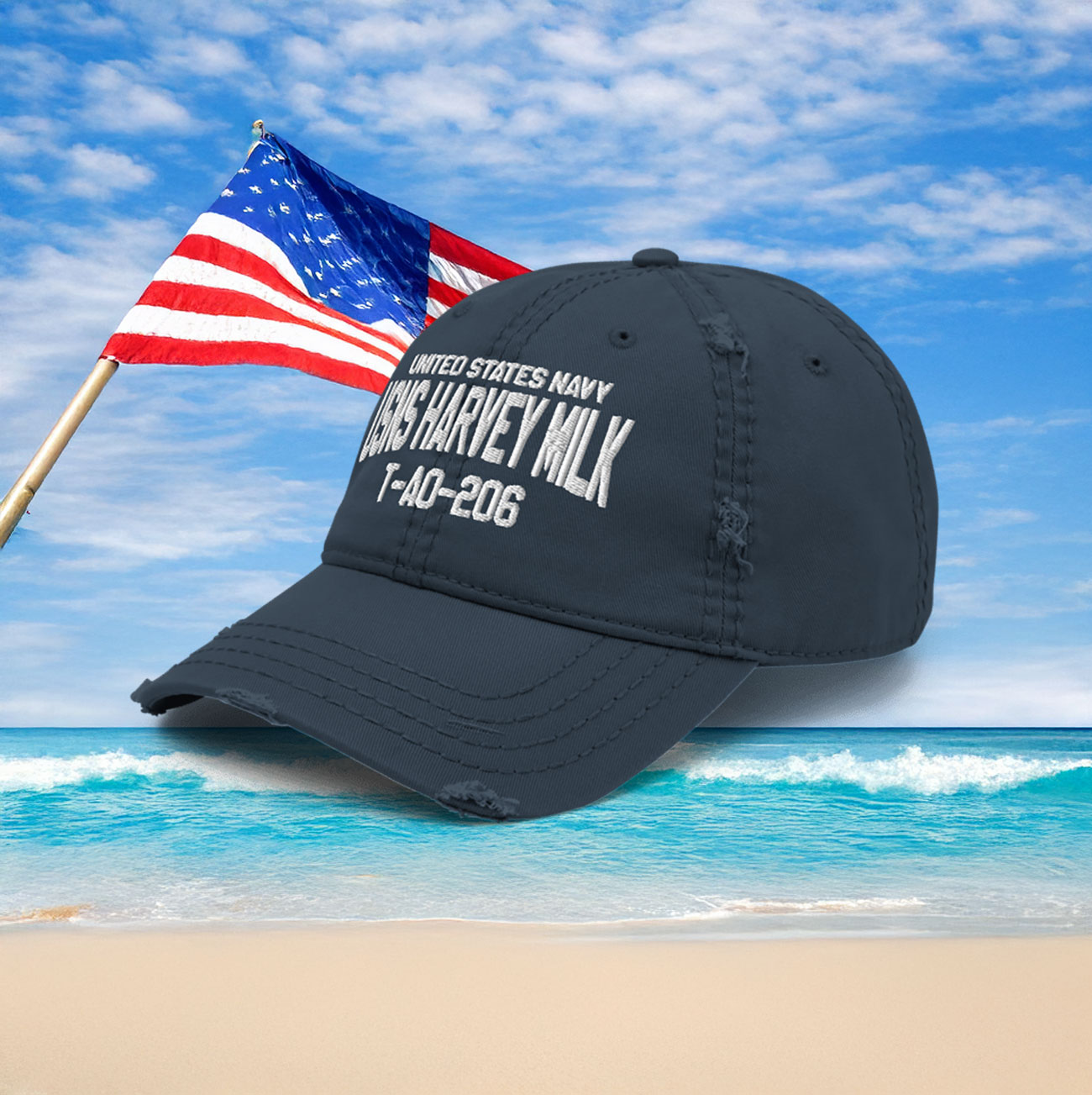 United States Navy USNS Harvey Milk Distressed Hat