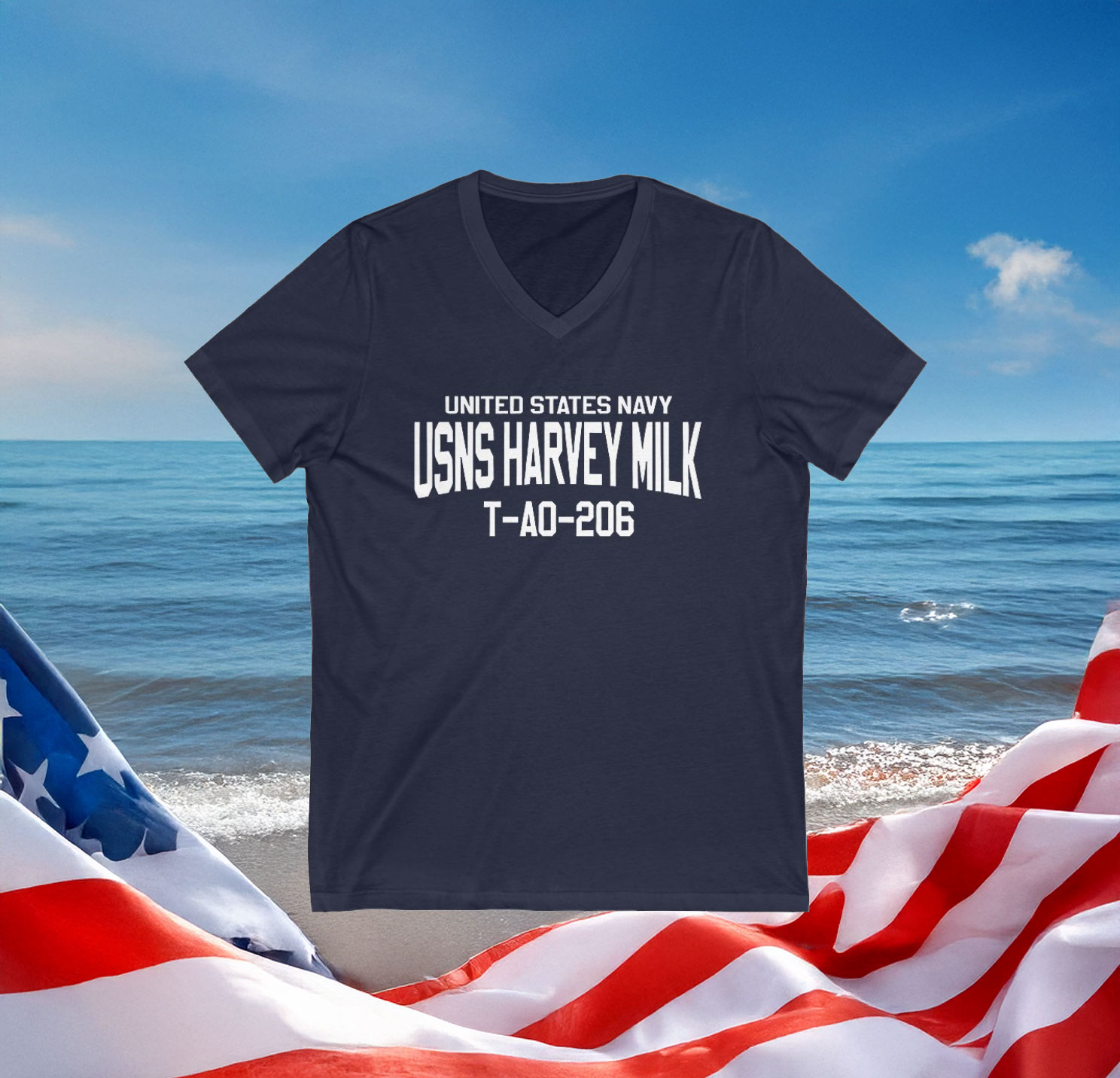 United States Navy USNS Harvey Milk V-neck Shirt